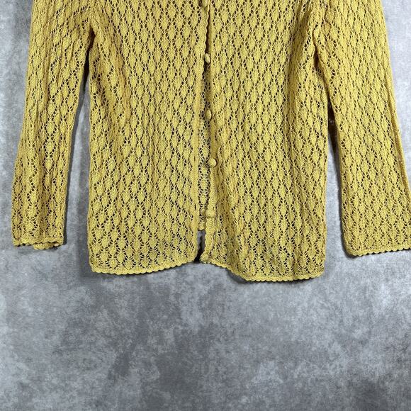 April Cornell Sweater‎ Womens Medium Crochet Knit Lace Cardigan Button Up Boho - Picture 3 of 8